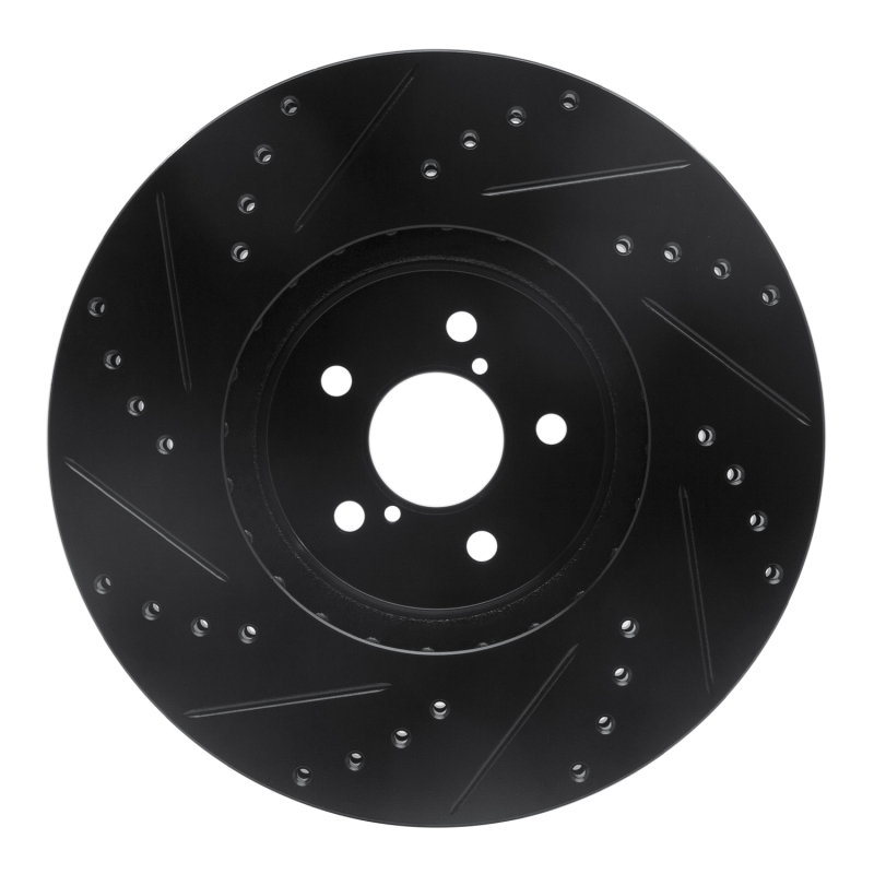 Subaru Forester Brake Rotor (1) - Front Right - R1 Concepts - Drilled & Slotted - Black - `05-`18